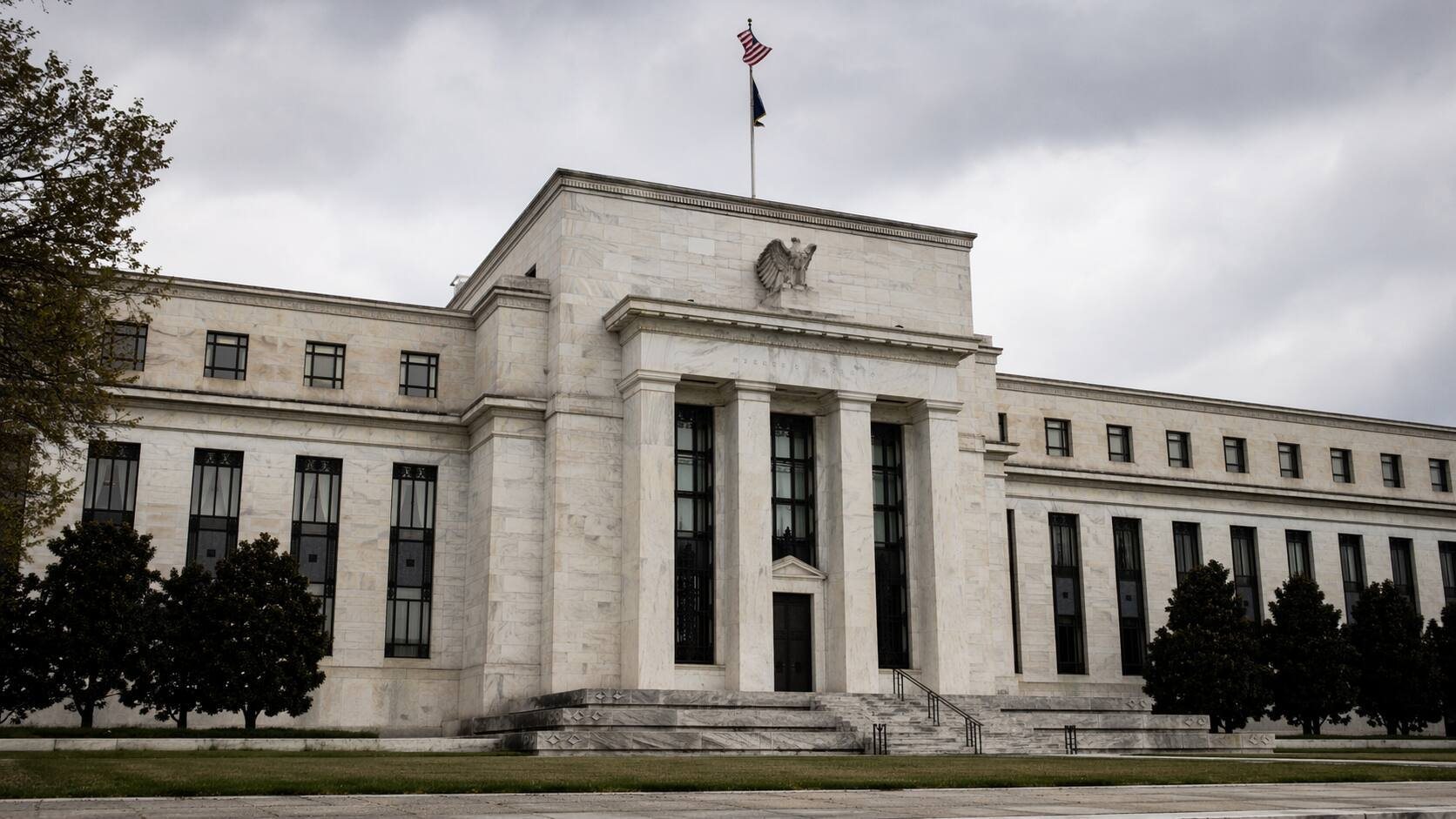 Federal Reserve Eccles Building in Washington D.C. under overcast skies