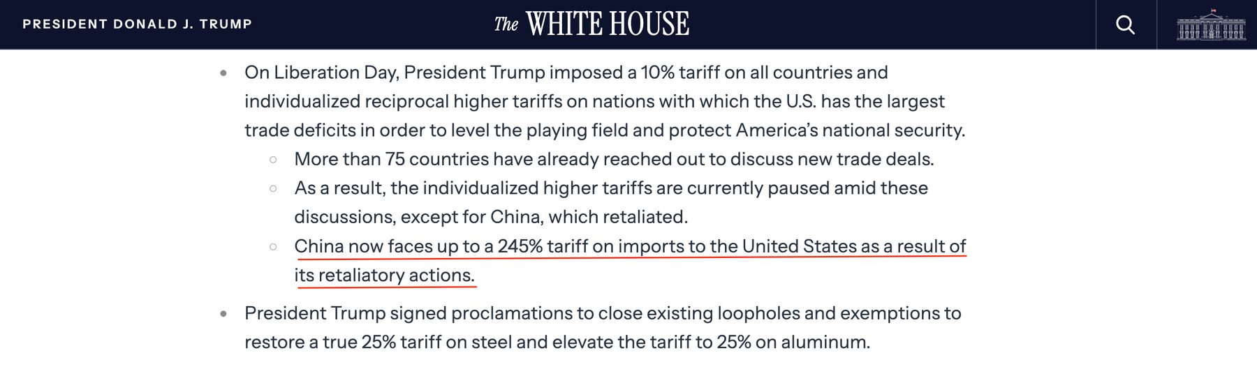 Trump Administration Ramps Up China Tariffs to 254%