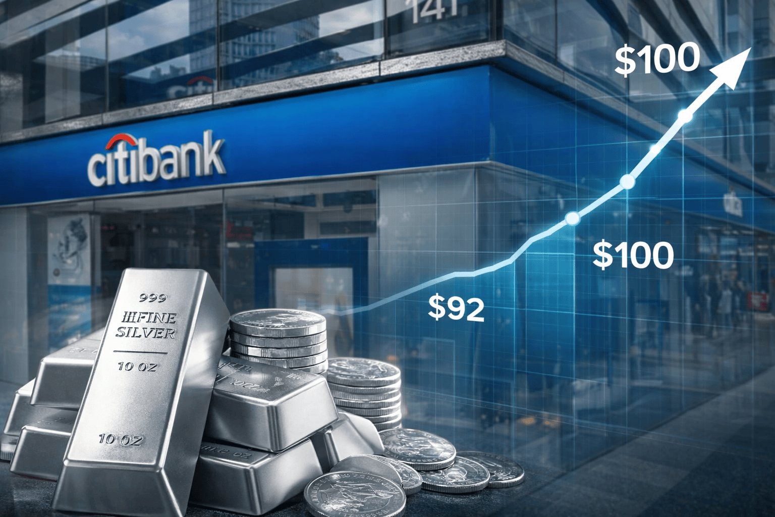 Silver Breaks $92, Citi Eyes $100 by March